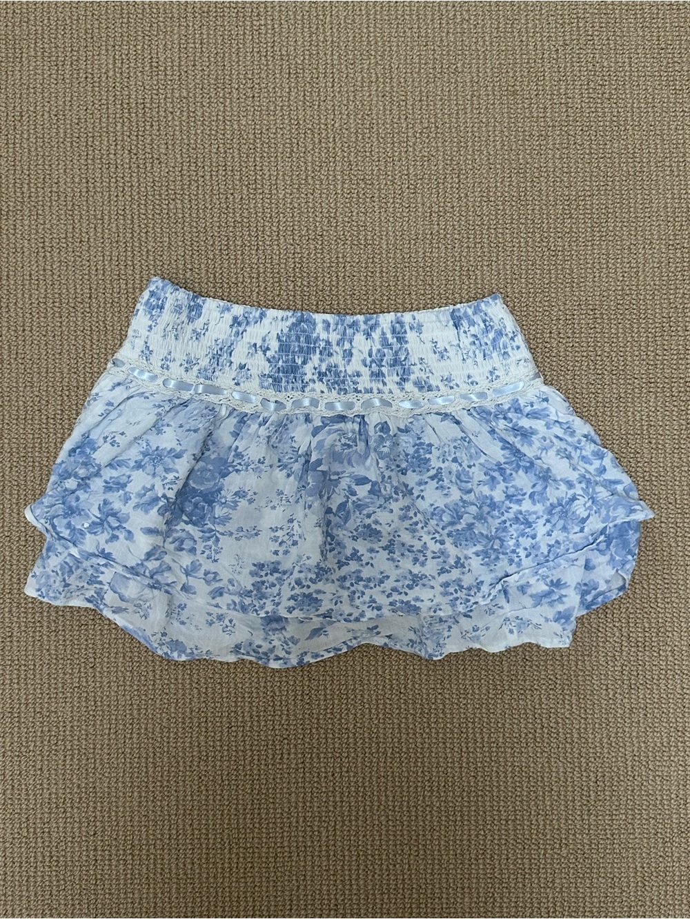 Blue Floral Ruffle Mini Skort - Picture 2 of 3